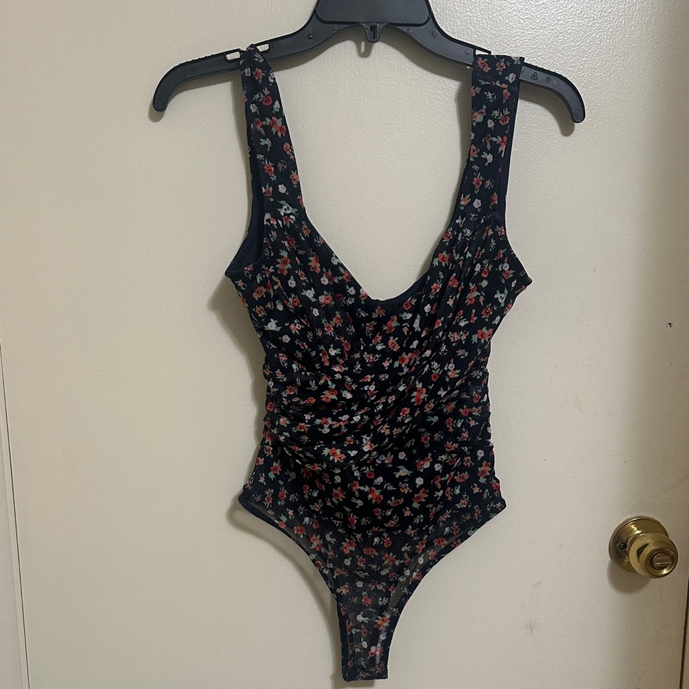 Lulu's Black Floral Bodysuit